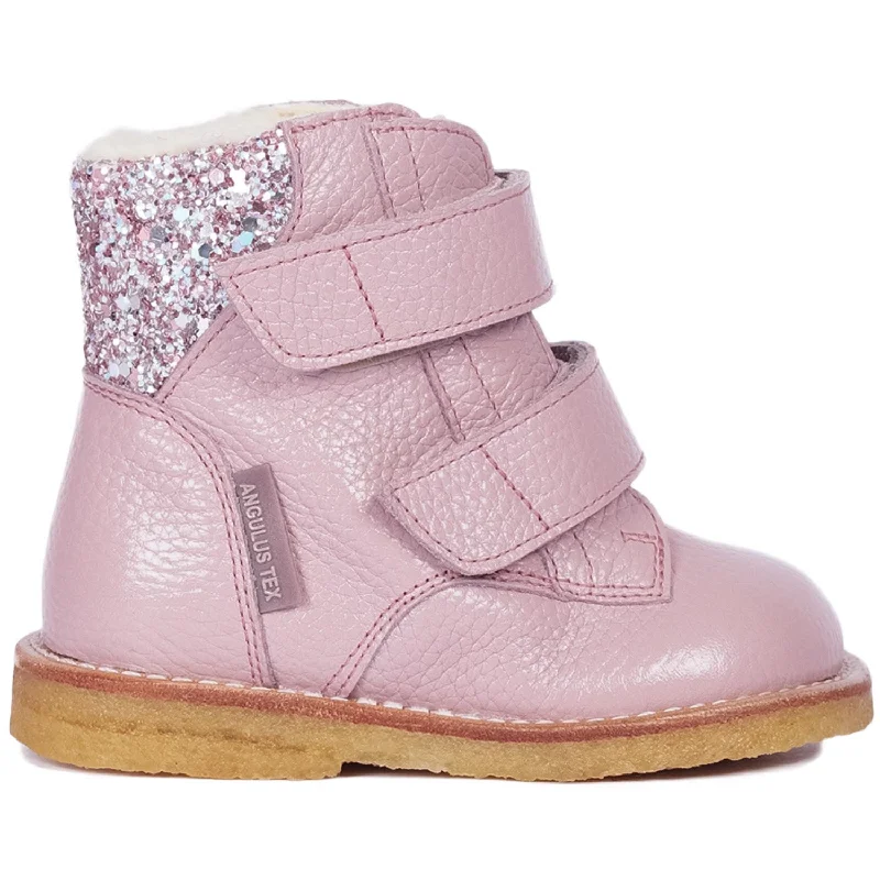 Angulus Mauve/Mauve Glitter Tex-Boot Med Glitter Og Velcro Closure