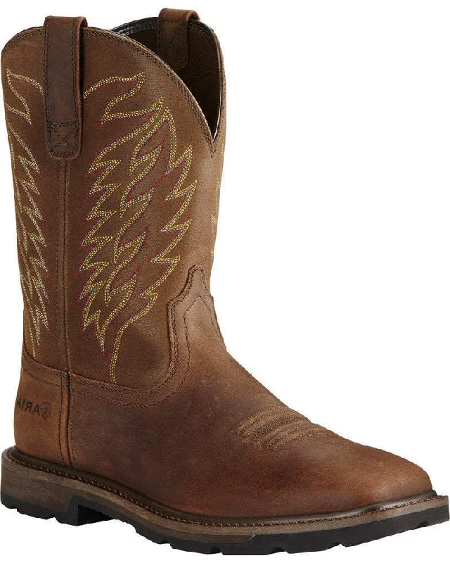 Ariat Men's Groundbreaker Square Toe Western Work Boots Style 10020059