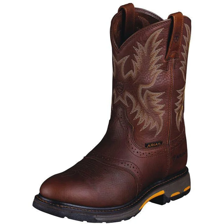 Ariat Men's WorkHog Pull-On 10"" Soft Toe Western Work Boot - Copper - 10001187