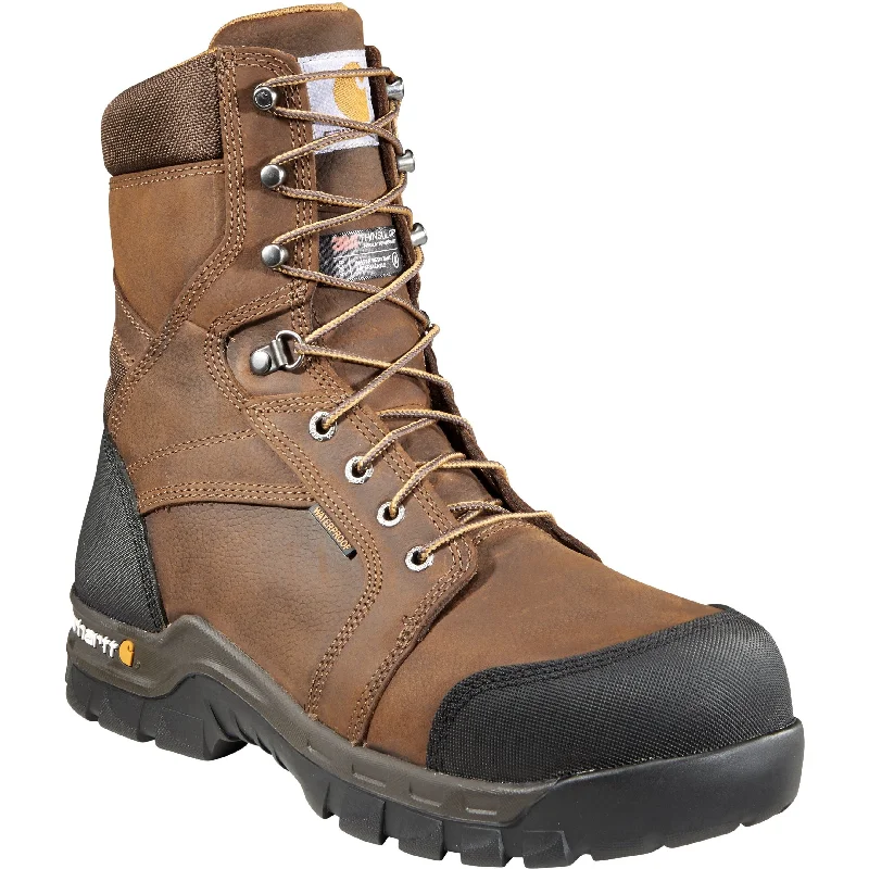 Carhartt Men's Rugged Flex 8"" Comp Toe Ins WP Work Boot Brown CMF8389