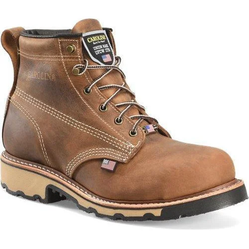 Carolina Men's Ferric 6"" Steel Toe Made in USA Work Boot- Brown- CA7829