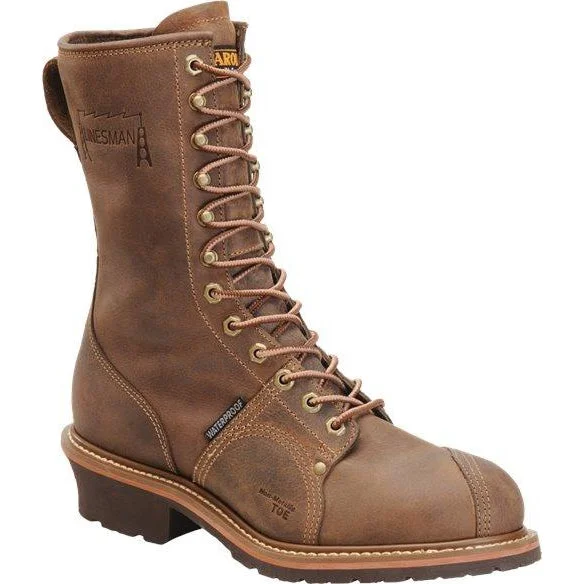 Carolina Men's Linesman 10"" Comp Toe WP Work Boot - Brown - CA1904