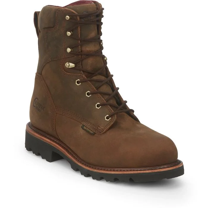 Chippewa Men's 8"" Steel Toe 400G Ins WP Work Boot - Brown - 59330