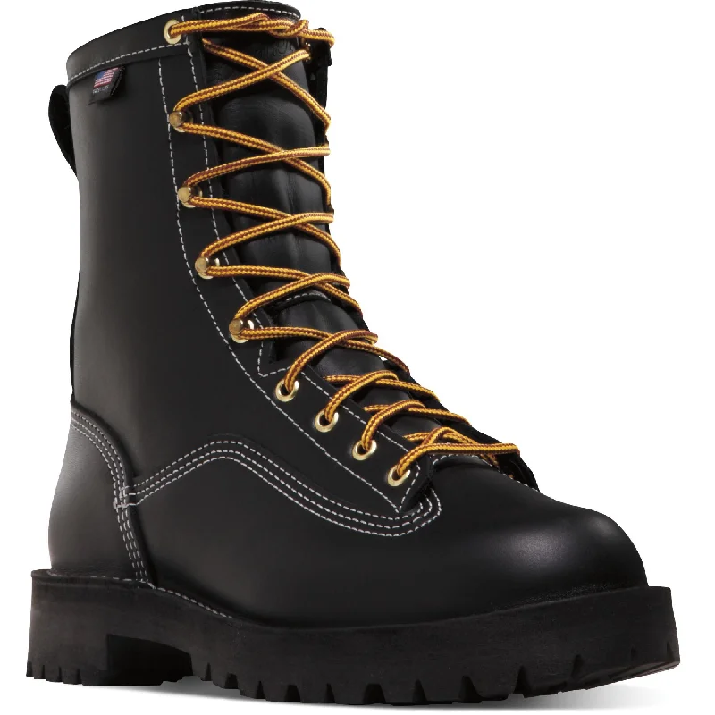 Danner Men's Rain Forest USA Made 8"" Insulated WP Work Boot Black 11700