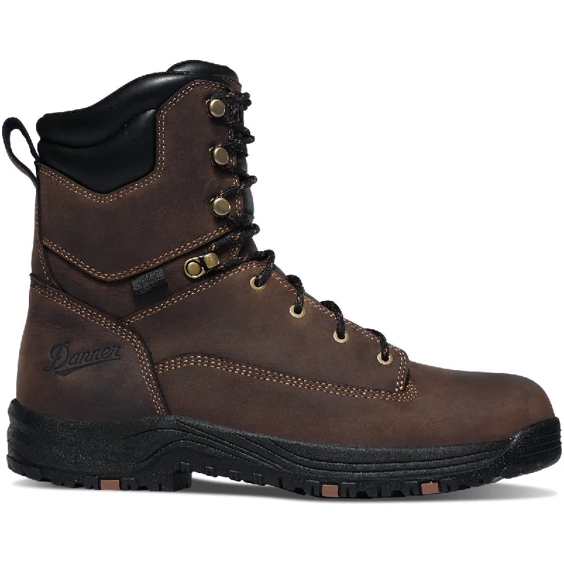 Danner Men's Riverside 8"" Plain Toe WP Lace Up Work Boot - Brown - 19457