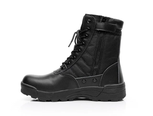 Dropshipping Army Boots Male Zipper Design Tactical Boots Delta SWAT Shoes For Men Black Military Boots