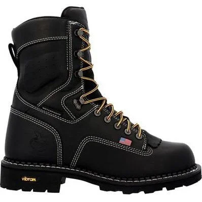 Georgia Men's USA Logger 8"" Soft Toe WP Work Boot -Black- GB00603