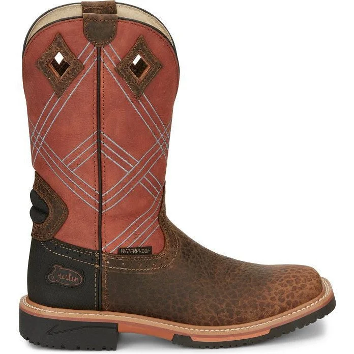 Justin Men's Dalhart 12"" Waterproof Western Work Boot -Brown- SE4216