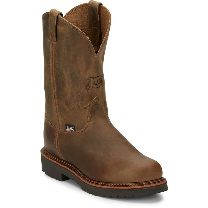 Justin Mens JMax Blueprint Pull On Tan Work Boot Style 4440