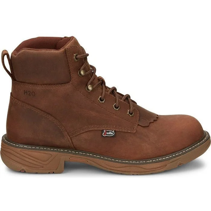 Justin Men's Rush 6"" Waterproof Western Work Boot -Brown- SE465