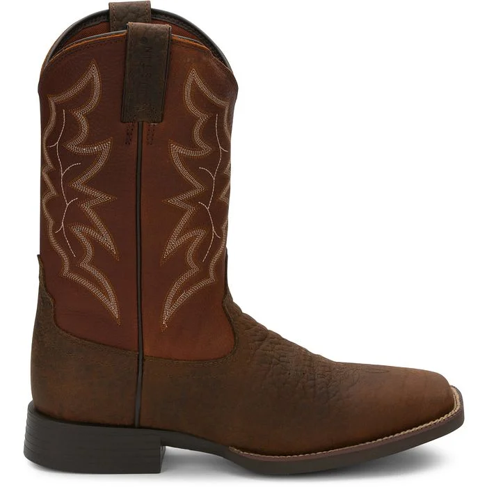 Justin Mens Stampede Square Toe Western Boots Style 7222