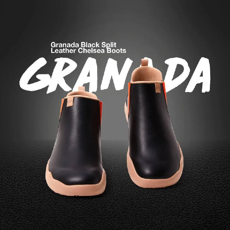 Granada Black Split Leather Boots Men