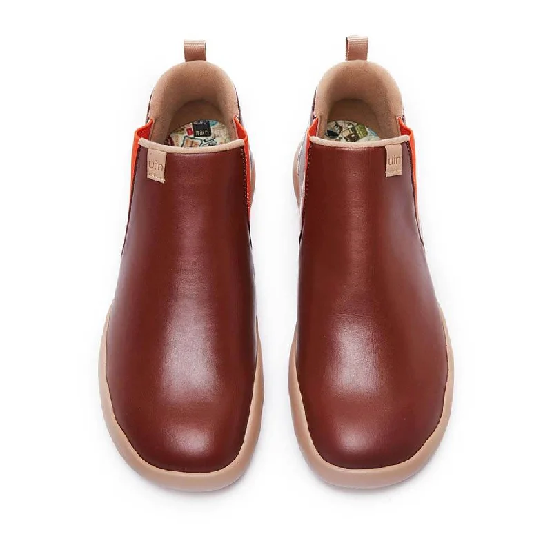 Granada Burgundy Split Leather Boots Men