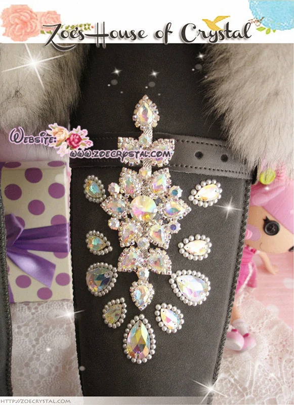 PROMOTION WINTER Queen Style Knee High Bling and Sparkly White Fur SheepSkin Wool BOOTS