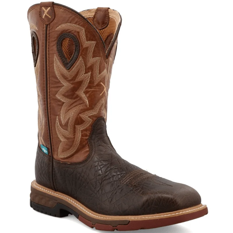 Twisted X Men's Smokey Chocolate & Spice Waterproof Alloy Toe Western Work Boots MXBAW02