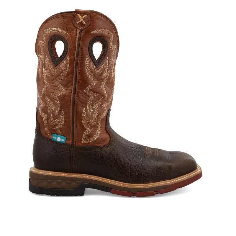 Twisted X Men's Smokey Chocolate & Spice Waterproof Alloy Toe Western Work Boots MXBAW02