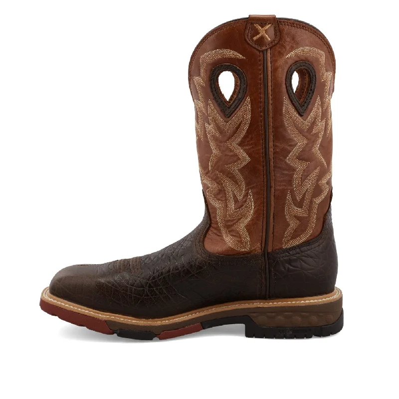 Twisted X Men's Smokey Chocolate & Spice Waterproof Alloy Toe Western Work Boots MXBAW02