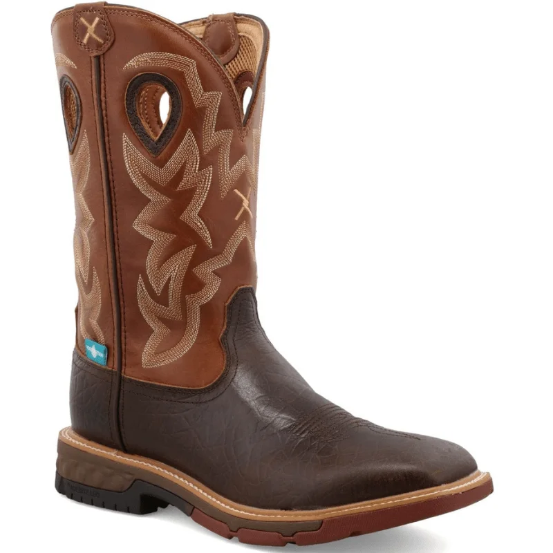 Twisted X Men's Smokey Chocolate & Spice Waterproof Western Work Boots MXBW002