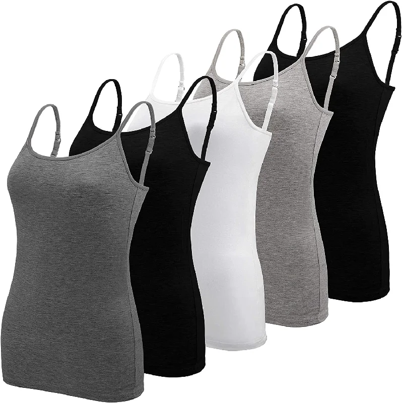 5 Pcs Women's Camisole Tank Top Undershirt Spaghetti Strap Basic Camisoles