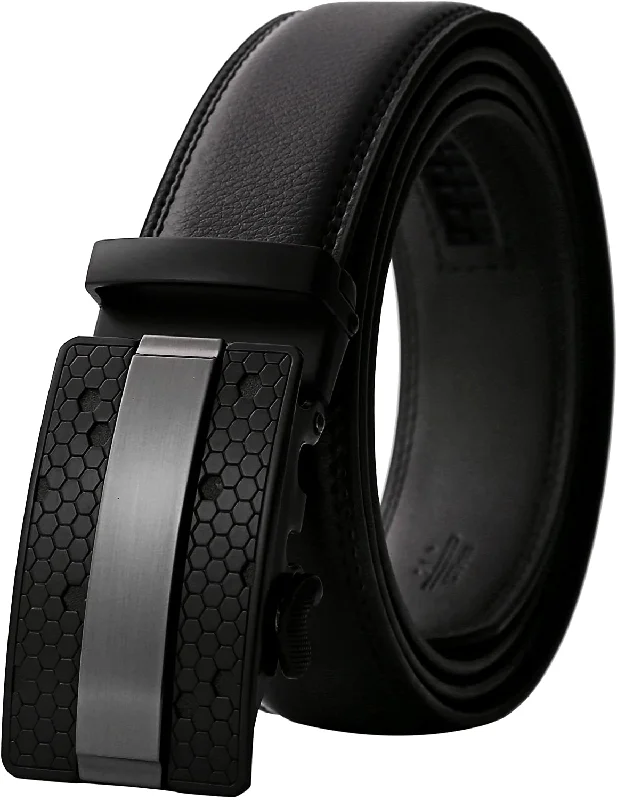 Lavemi Men'S Real Leather Ratchet Dress Belt with Automatic Buckle,Elegant Gift Box