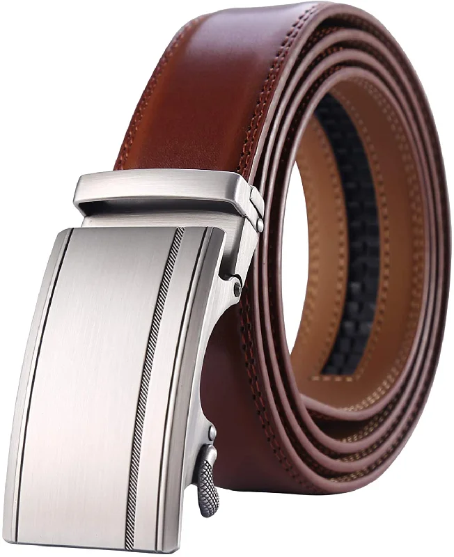 Lavemi Men'S Real Leather Ratchet Dress Belt with Automatic Buckle,Elegant Gift Box