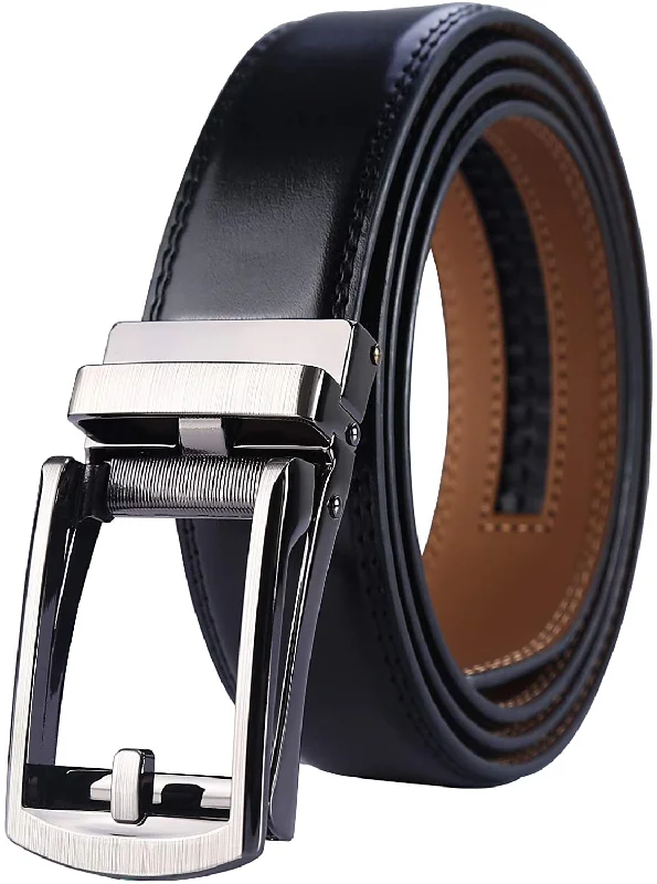 Lavemi Men'S Real Leather Ratchet Dress Belt with Automatic Buckle,Elegant Gift Box