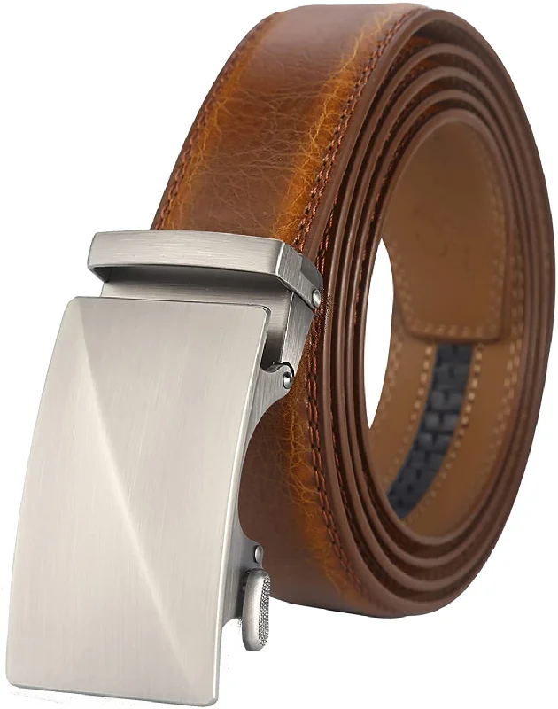 Lavemi Men'S Real Leather Ratchet Dress Belt with Automatic Buckle,Elegant Gift Box