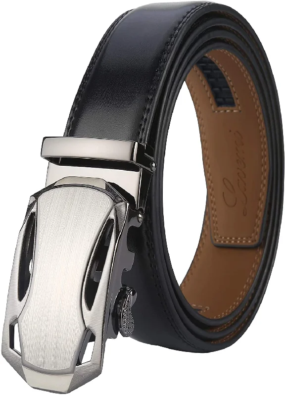 Lavemi Men'S Real Leather Ratchet Dress Belt with Automatic Buckle,Elegant Gift Box