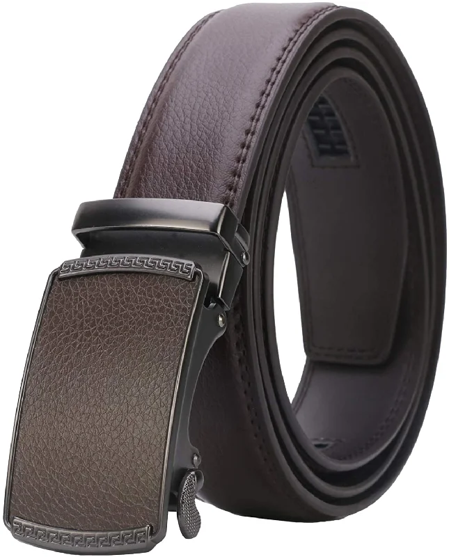 Lavemi Men'S Real Leather Ratchet Dress Belt with Automatic Buckle,Elegant Gift Box