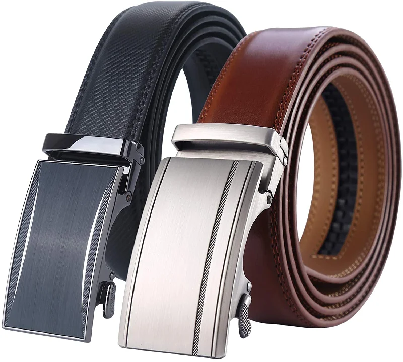 Lavemi Men'S Real Leather Ratchet Dress Belt with Automatic Buckle,Elegant Gift Box