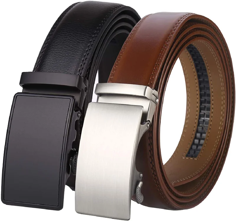 Lavemi Men'S Real Leather Ratchet Dress Belt with Automatic Buckle,Elegant Gift Box