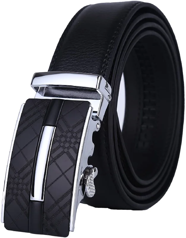 Lavemi Men'S Real Leather Ratchet Dress Belt with Automatic Buckle,Elegant Gift Box