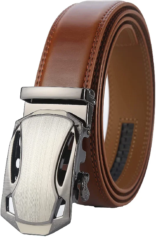 Lavemi Men'S Real Leather Ratchet Dress Belt with Automatic Buckle,Elegant Gift Box