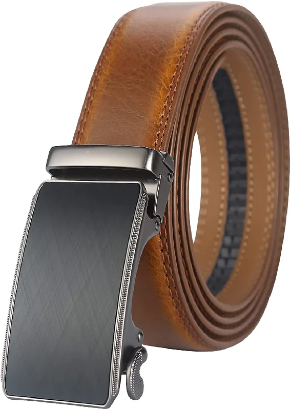 Lavemi Men'S Real Leather Ratchet Dress Belt with Automatic Buckle,Elegant Gift Box