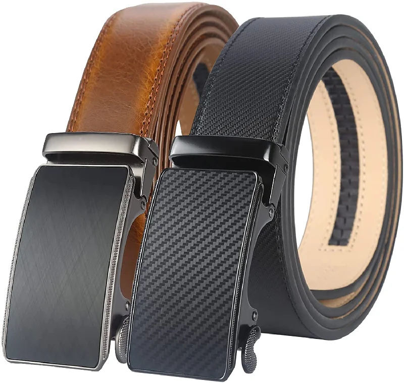 Lavemi Men'S Real Leather Ratchet Dress Belt with Automatic Buckle,Elegant Gift Box