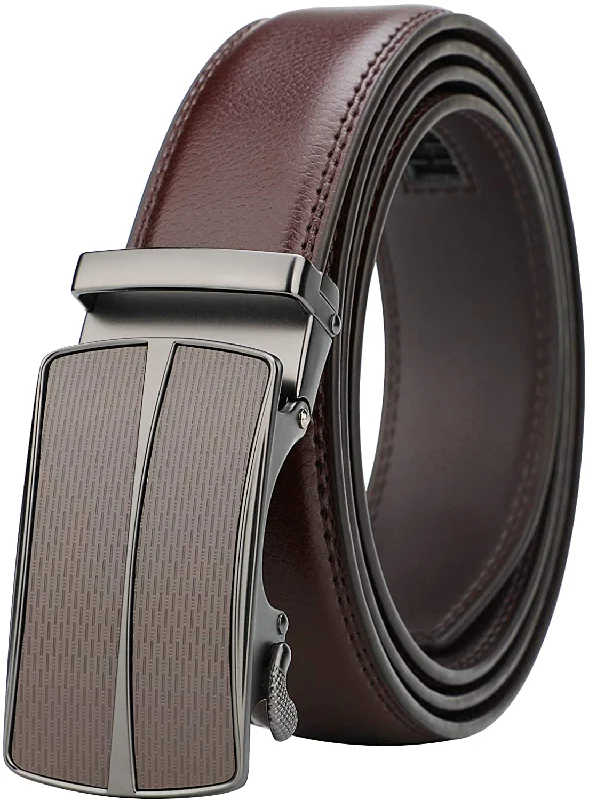 Lavemi Men'S Real Leather Ratchet Dress Belt with Automatic Buckle,Elegant Gift Box