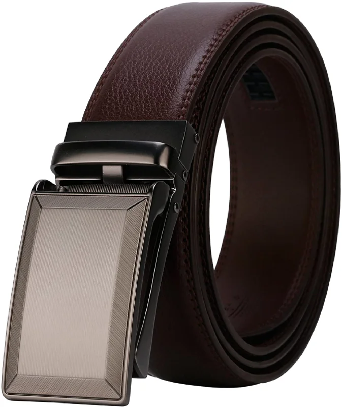 Lavemi Men'S Real Leather Ratchet Dress Belt with Automatic Buckle,Elegant Gift Box