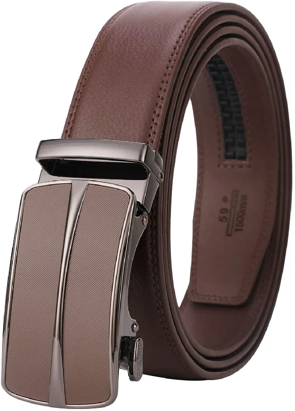 Lavemi Men'S Real Leather Ratchet Dress Belt with Automatic Buckle,Elegant Gift Box