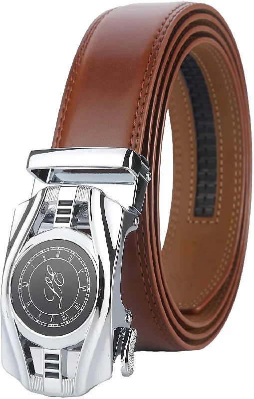 Lavemi Men'S Real Leather Ratchet Dress Belt with Automatic Buckle,Elegant Gift Box