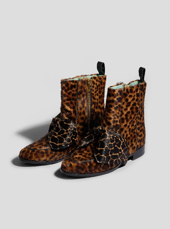 BB boots in Leopard & Giraffe printed leather