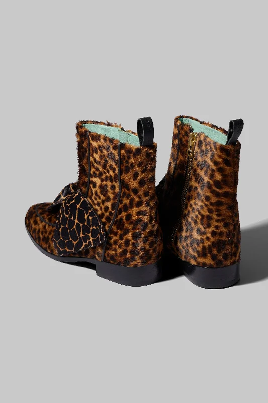 BB boots in Leopard & Giraffe printed leather