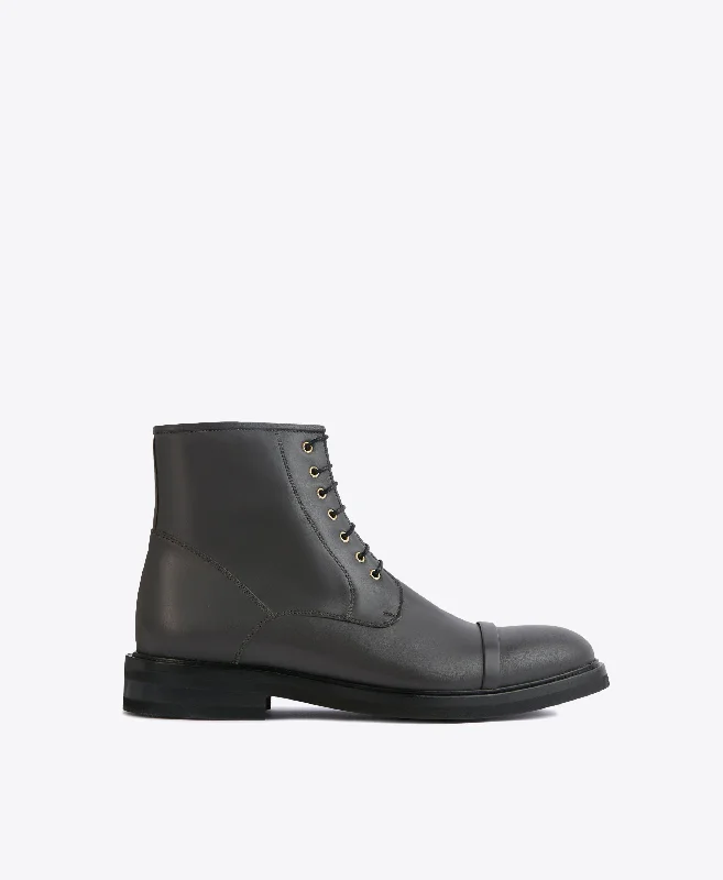 Bryce - Grey Leather Mens Boot