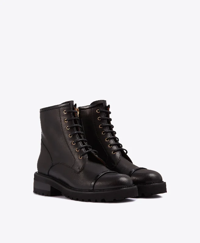 Bryce - Black Leather Military Boot