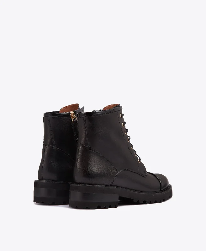 Bryce - Black Leather Military Boot