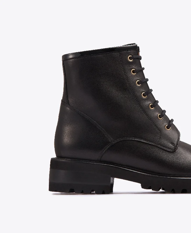 Bryce - Black Leather Military Boot