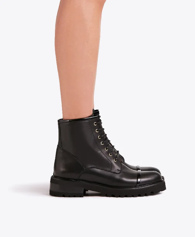 Bryce - Black Leather Military Boot