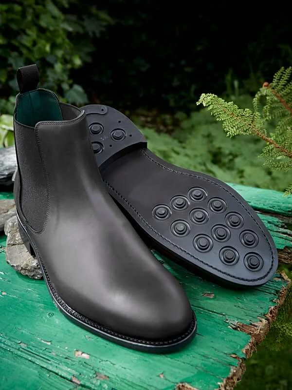 Chelsea Boot in Black Leather - Men's - Falcon Boot