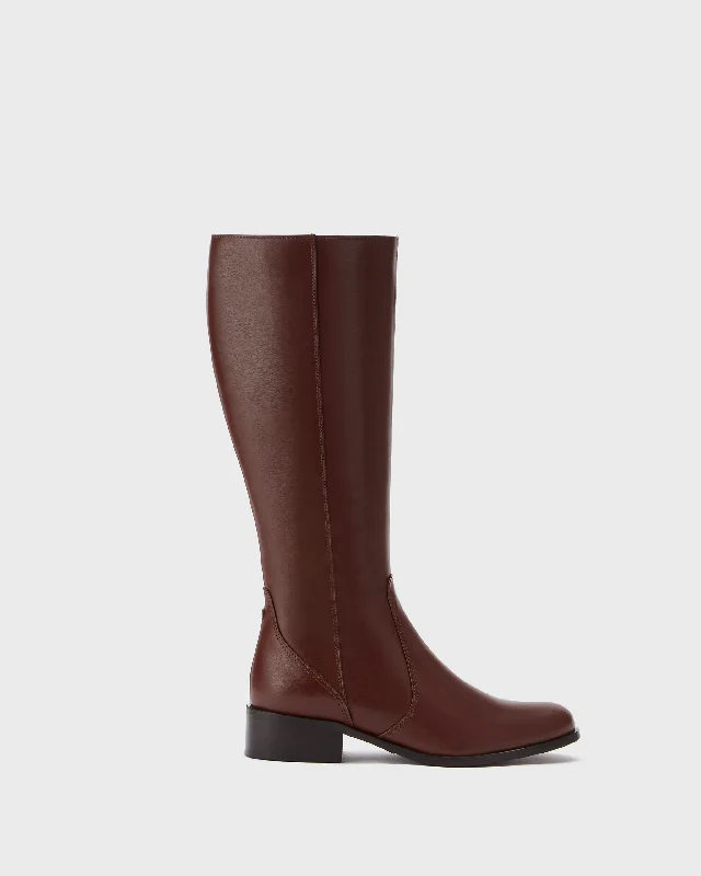 Haltham Tall Knee High Boots in Brown Leather