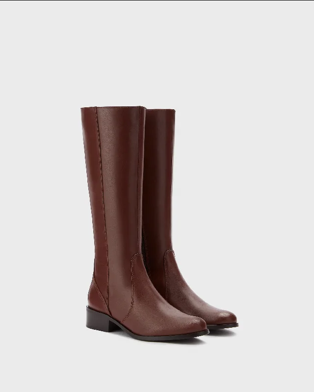 Haltham Tall Knee High Boots in Brown Leather