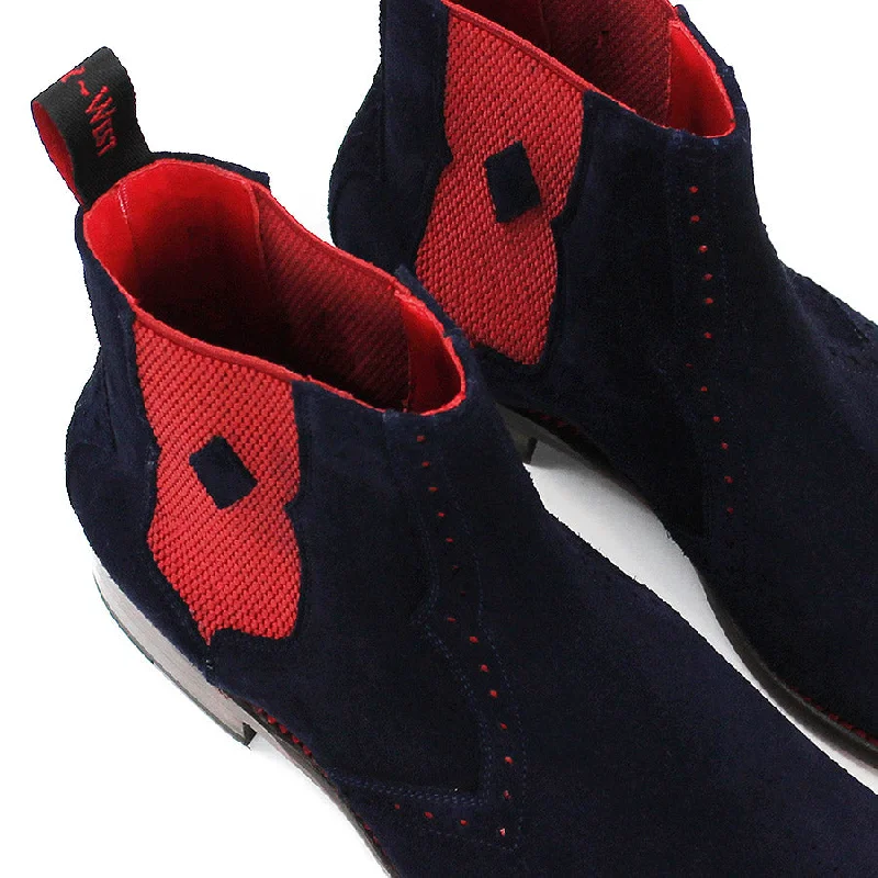 Jeffery West - Hunger Blood Suede Chelsea Boots in Dark Navy